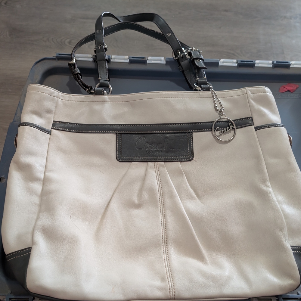 Coach Cream and Black Tote Bag
